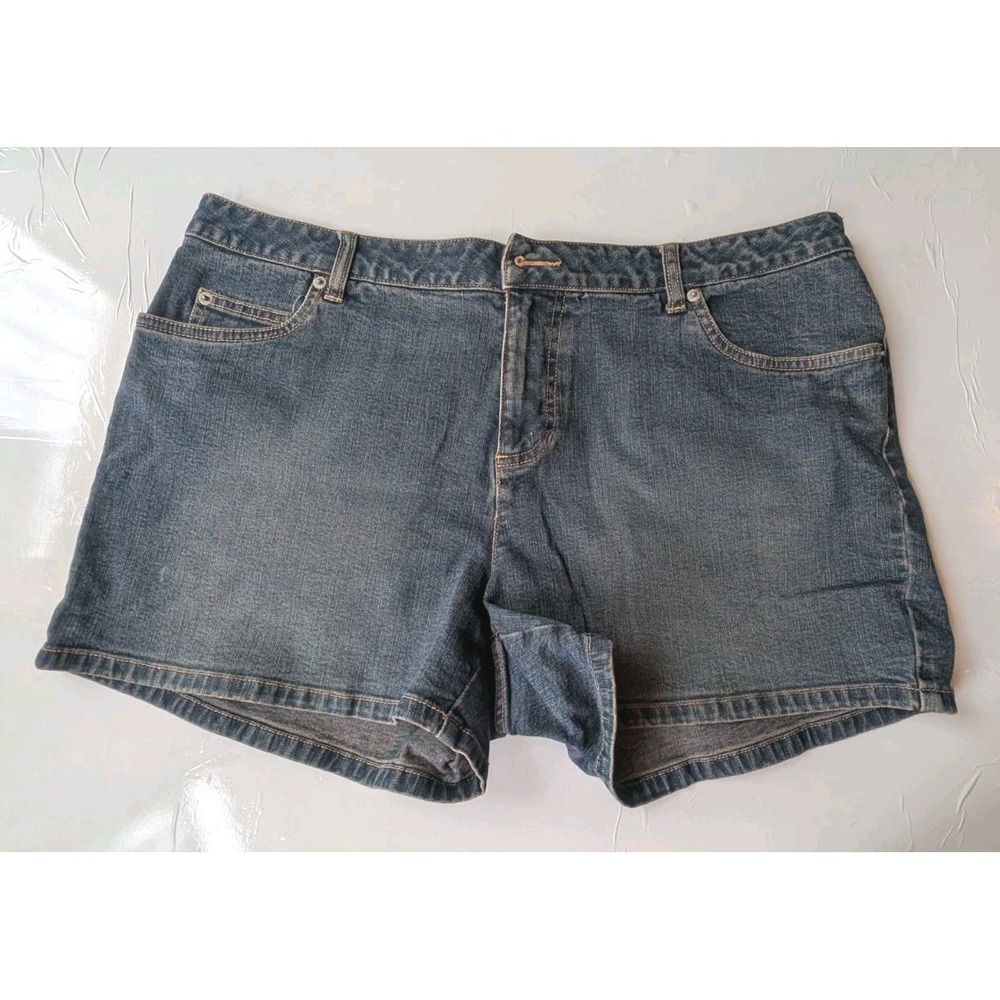 Vintage Old Navy Denim Shorts Womens 14 Y2K 2003 Stretch Dark Wash Jean Casual